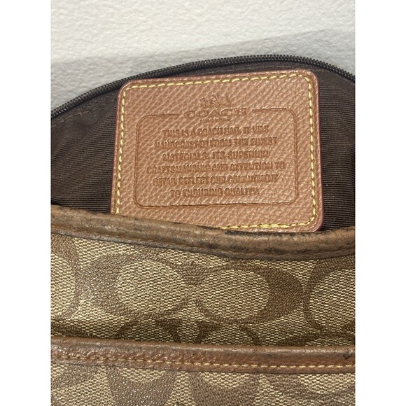 Coach Signature C File Bag Crossbody Shoulder Bag Purse Khaki Mahogony Sz 12x10 - Picture 14 of 16